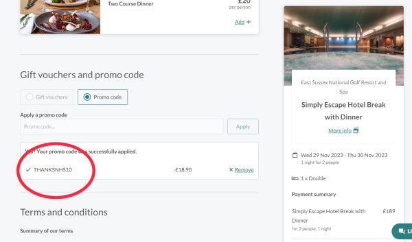 how to use spabreaks nhs discount code