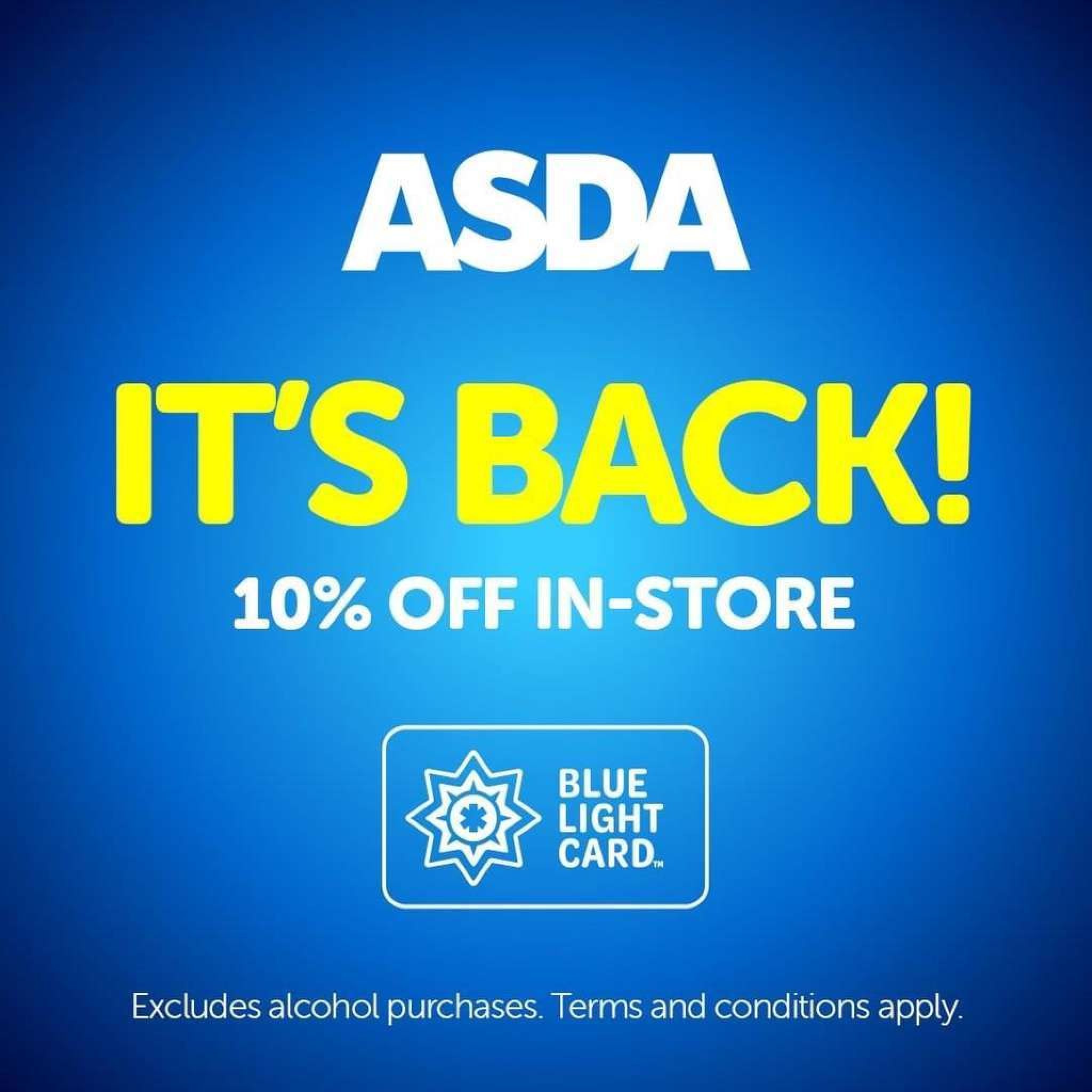 Asda NHS Discount with a Blue Light Card Save 10