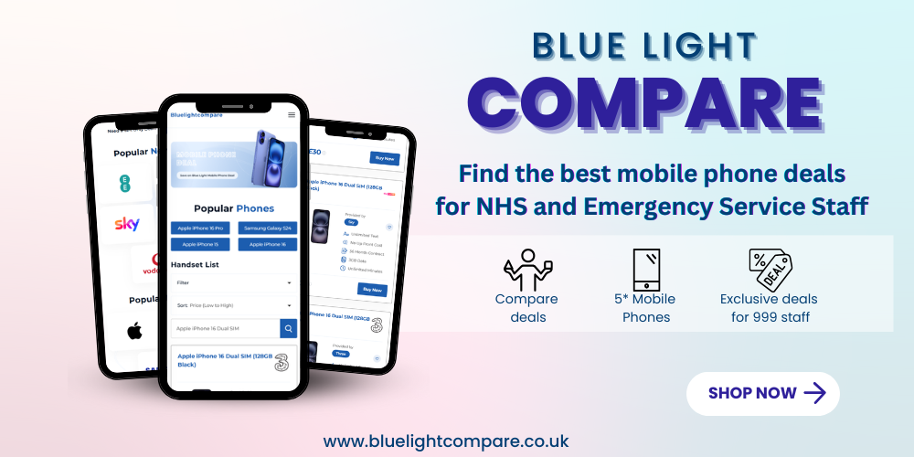 Blue light compare mobile phones for NHS