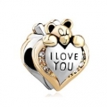 Pandora Bead - Pugster Heart I Love You Bear